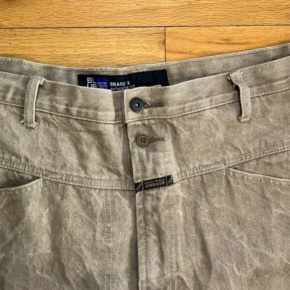 VTG Girbaud Brand X Denim Jeans 42x25 Khaki Tan Y2K Hip-Hop Skater Loose Baggy - Picture 4 of 15